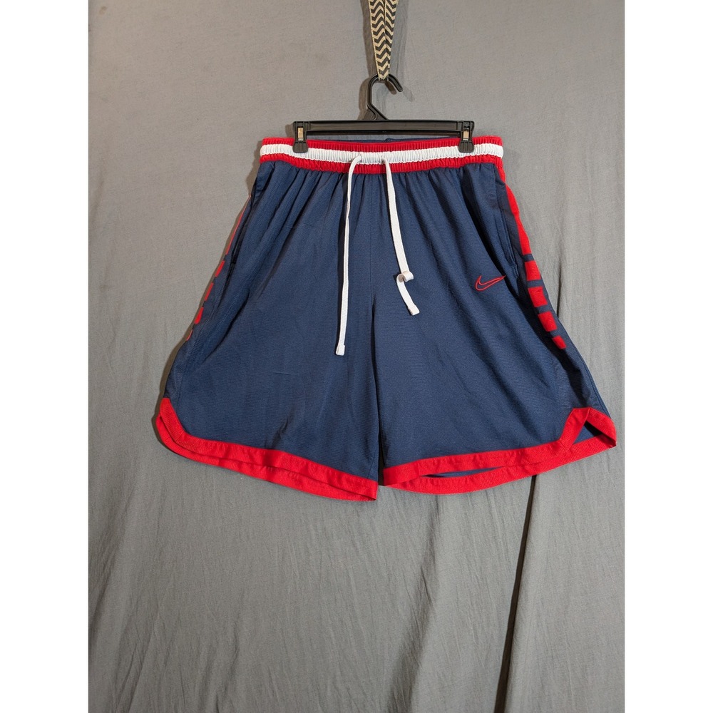 Nike Elite Basketball Shorts Navy Red Mens Size Large Dri Fit Athletic